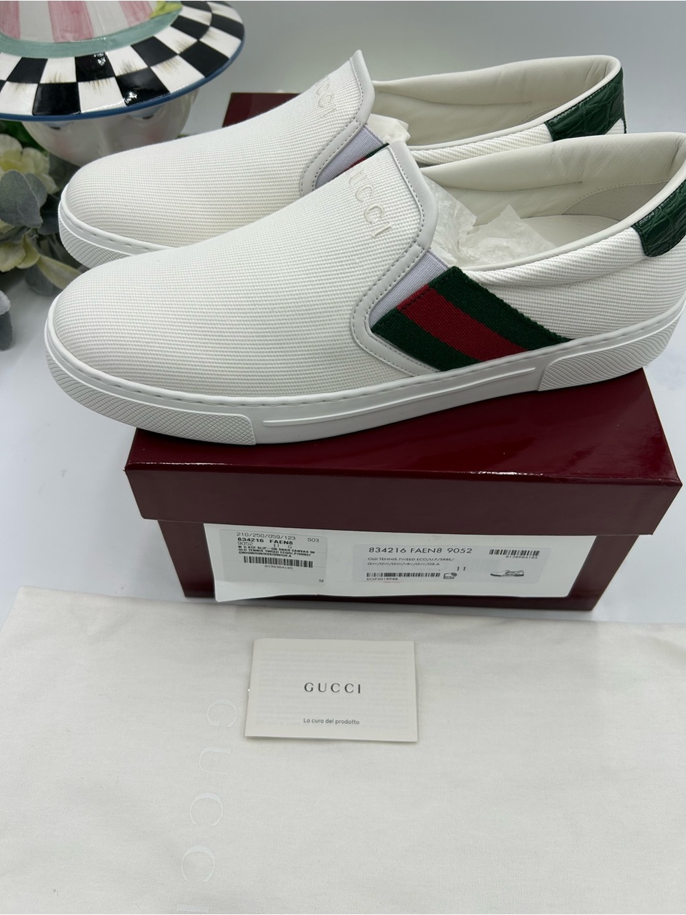 Men's Gucci ace slip on sneakers size 11 fits 12 US made in Italy - Picture 9 of 11